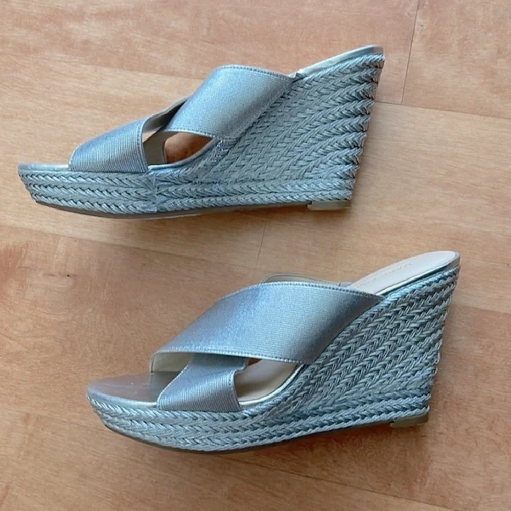 Marc Fisher Shoes Metallic Silver Wedges, 8.5